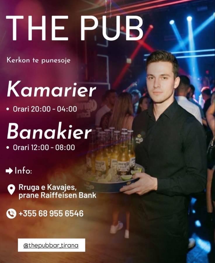 Kamarier dhe Banakier për The Pub
