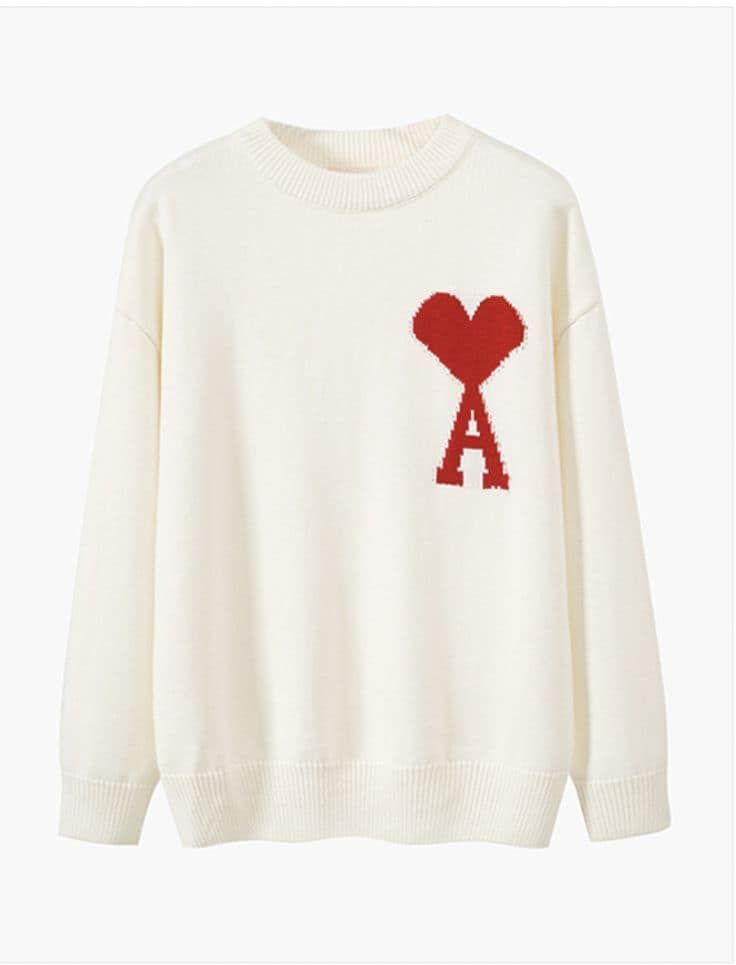 Ami Alexandre Mattiussi Oversized Crew-neck Sweater in White — Tiranë