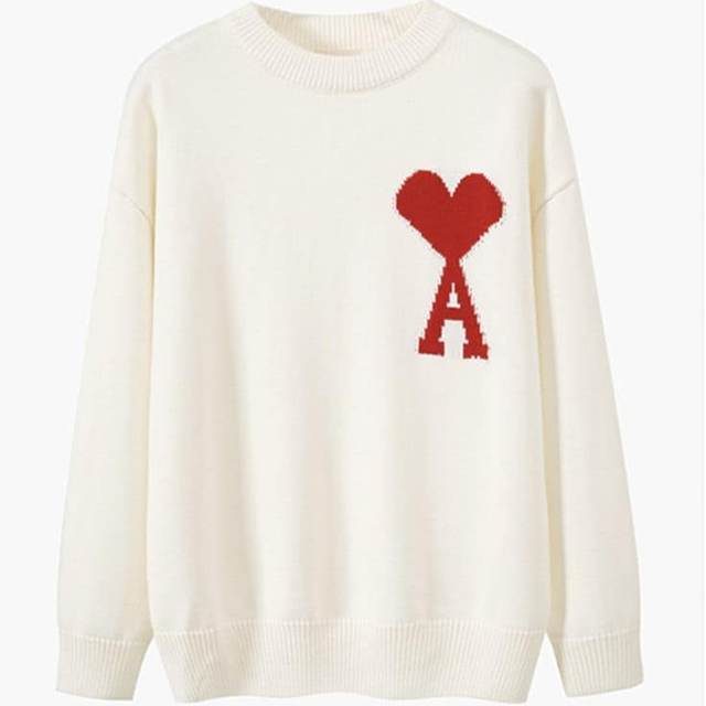 Ami Alexandre Mattiussi Oversized Crew-neck Sweater in White — Tiranë