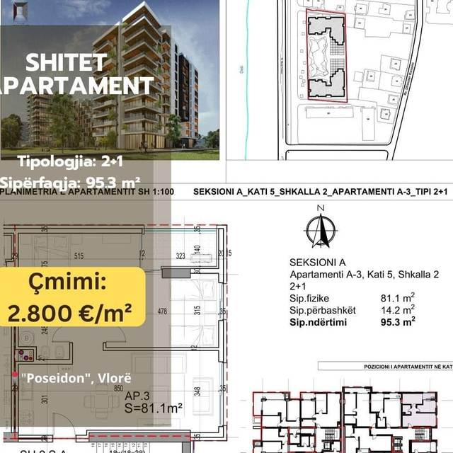 Shitet Apartament 2+1 në Vlorë, Poseidon — Vlorë