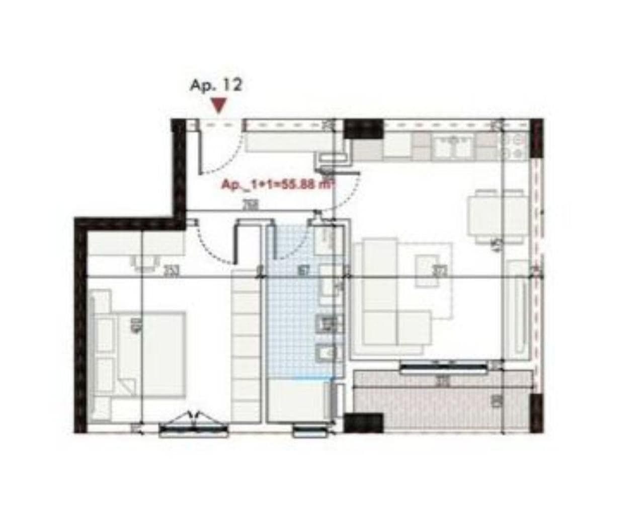 Apartament 1+1 në Shitje - Ringside Residence, Paskuqan — Tiranë